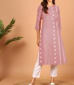 Mauve printed cotton kurta
