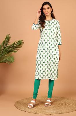 White printed cotton kurta 2