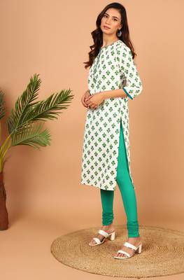 White printed cotton kurta 3