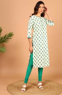 White printed cotton kurta 4