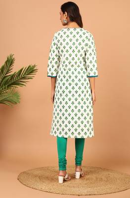 White printed cotton kurta 5