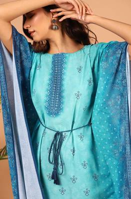 Blue printed georgette kurta 5
