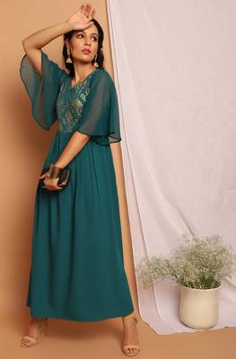 Teal-green printed crepe kurtas-and-kurtis 1
