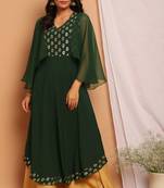 Janasya Green printed crepe kurta