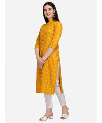 Mustard printed cotton cotton-kurtis 3