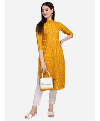 Mustard printed cotton cotton-kurtis 5