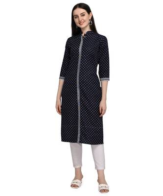 Blue printed cotton cotton-kurtis 1