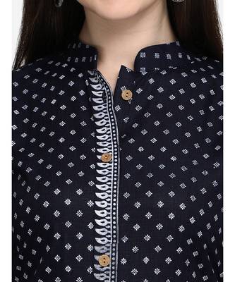 Blue printed cotton cotton-kurtis 2