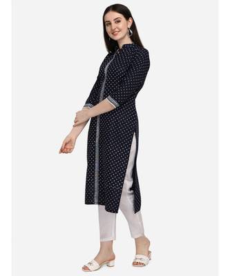 Blue printed cotton cotton-kurtis 3