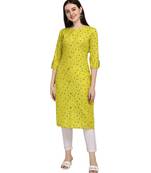 Lime printed cotton cotton-kurtis