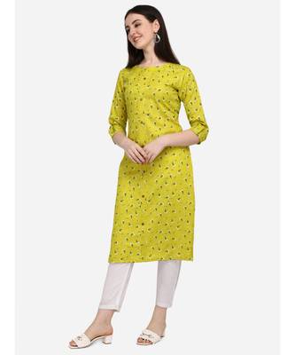 Lime printed cotton cotton-kurtis 3