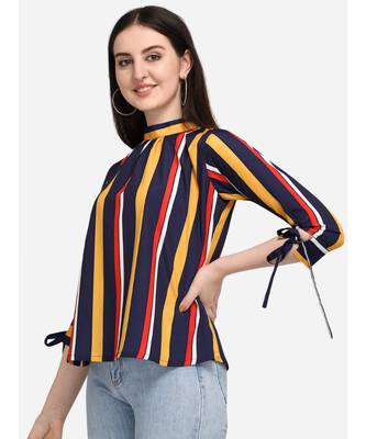 Blue printed crepe party-tops 3