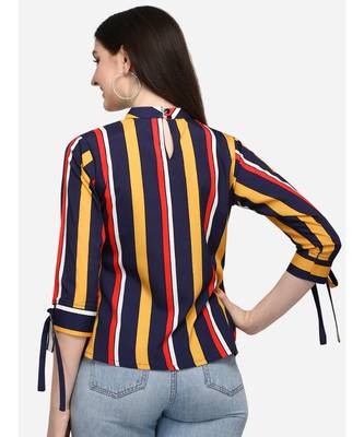 Blue printed crepe party-tops 4