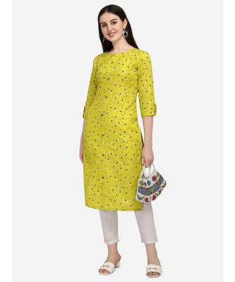 Lime printed cotton cotton-kurtis 5