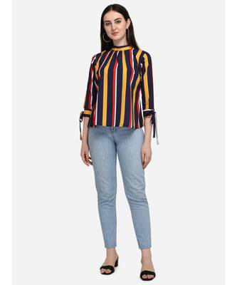 Blue printed crepe party-tops 5