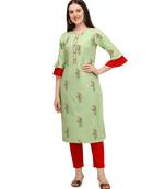 Light-green printed cotton cotton-kurtis