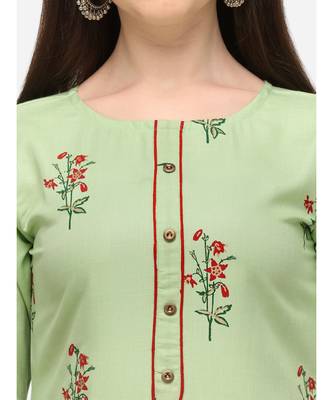 Light-green printed cotton cotton-kurtis 2