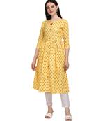 Light-yellow printed cotton cotton-kurtis