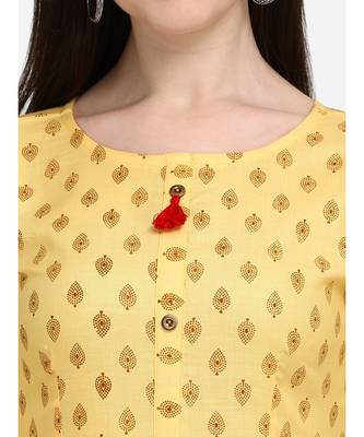 Light-yellow printed cotton cotton-kurtis 2