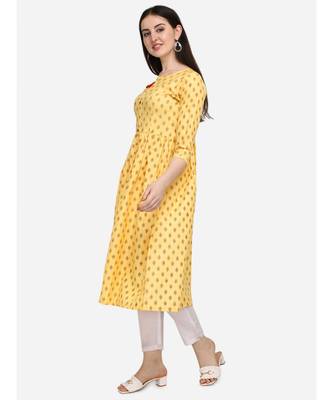 Light-yellow printed cotton cotton-kurtis 3
