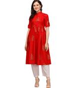 Red printed cotton cotton-kurtis