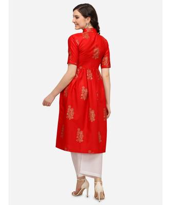 Red printed cotton cotton-kurtis 4