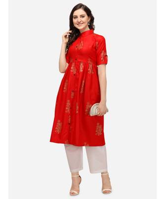 Red printed cotton cotton-kurtis 5