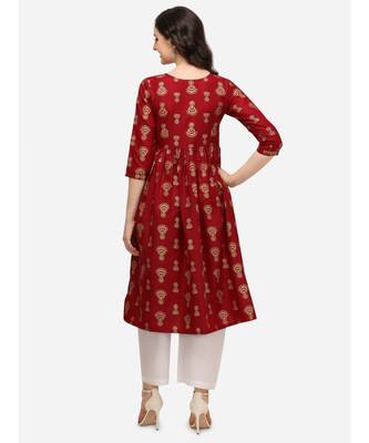 Maroon printed cotton cotton-kurtis 4