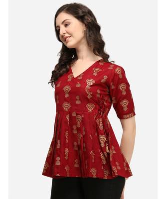 Maroon printed cotton tunics 2