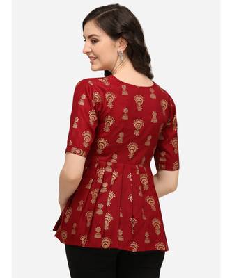 Maroon printed cotton tunics 3