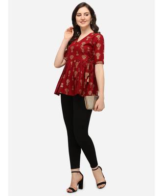 Maroon printed cotton tunics 4
