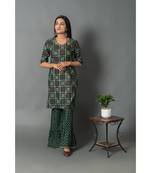 green rayon stitched   KURTA WITH    SHARARA