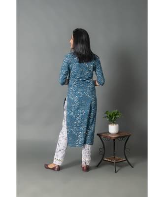 blue cotton stitched   Kurta WITH    Pant 2