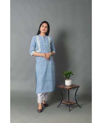 blue cotton stitched   Kurta WITH    Pant 1