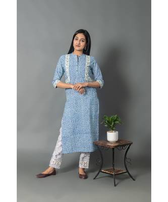 blue cotton stitched   Kurta WITH    Pant 2
