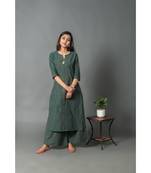 green polycotton stitched   kurta WITH    plazzo