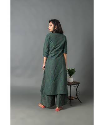 green polycotton stitched   kurta WITH    plazzo 4