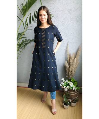 navy polycotton stitched   kurta 1