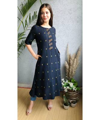 navy polycotton stitched   kurta 2