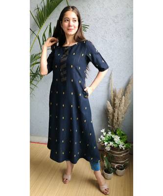 navy polycotton stitched   kurta 3