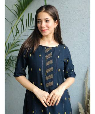 navy polycotton stitched   kurta 6
