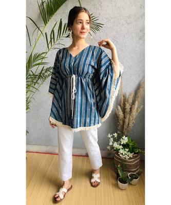blue strips   cotton stitched   kaftan 1
