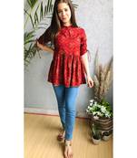 maroon rayon stitched   top