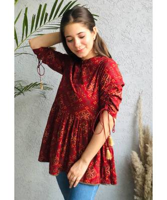 maroon rayon stitched   top 3