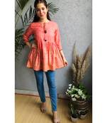 peach rayon stitched   top