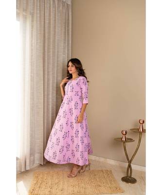 purple cotton stitched   dress 1