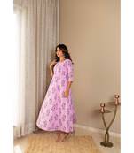 purple cotton stitched   dress