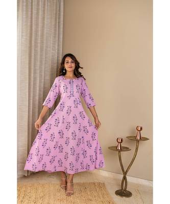 purple cotton stitched   dress 4