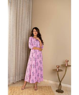 purple cotton stitched   dress 6