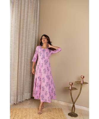 purple cotton stitched   dress 7